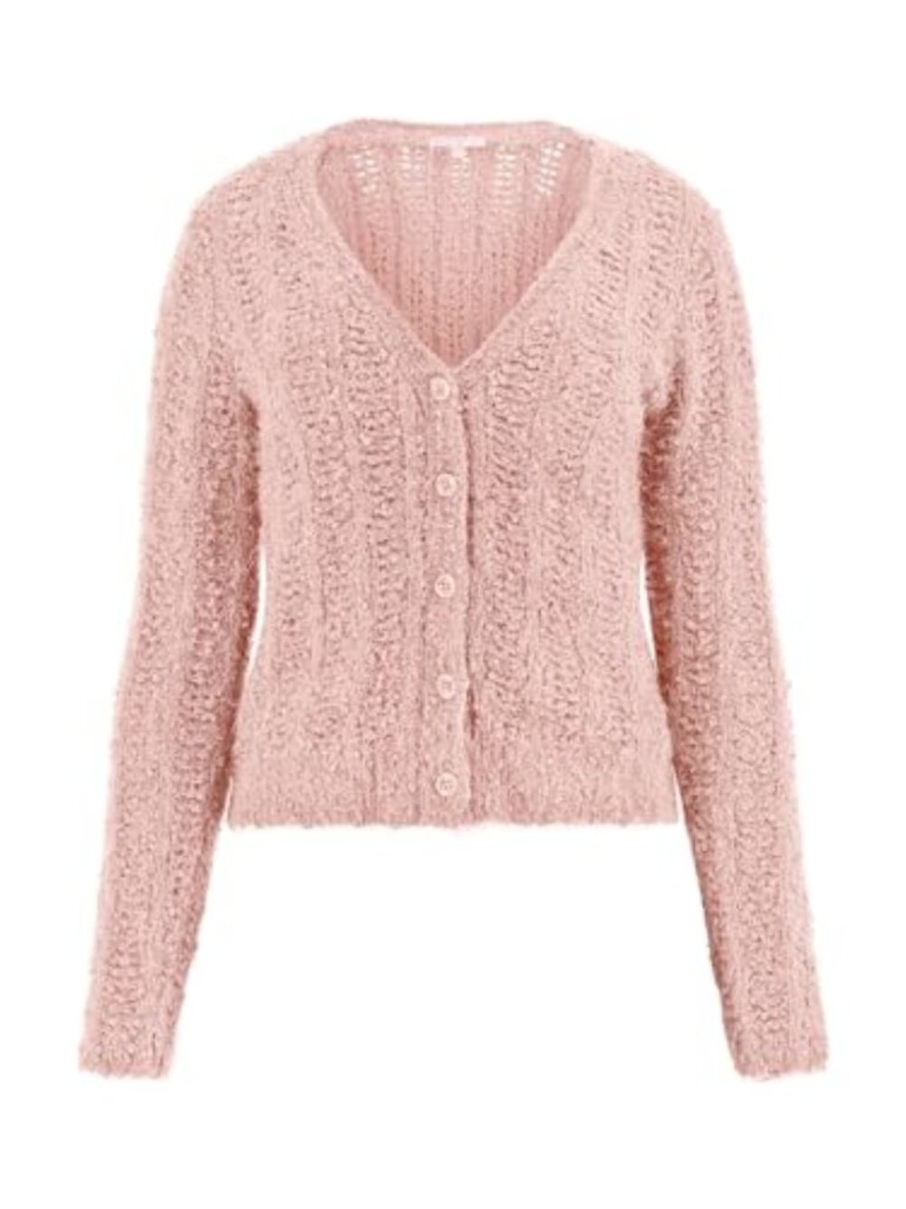 Eco Long Sleeve Open Stitch Cardigan Sweater Fitted V-Neck